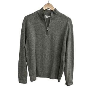 Quiet Luxury Wool Half Zip Sweater Enzo Mantovani Gray Minimalist Size L